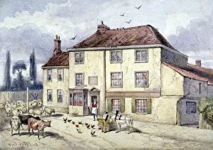 Sir Walter Ralegh Prints: View of the old Pied Bull Inn, Islington, London, c1840