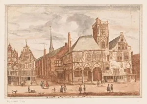 Edifice Prints: View of the old town hall in Amsterdam, 1625-1652. Creator: Anon