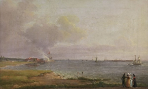 Strait Prints: View over oresund near the Lime Works, 1818. Creator: Johan Christian Dahl