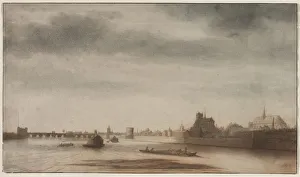 View of Orleans from the Loire, c. 1670. Creator: Lambert Doomer (Dutch, 1623-1700)