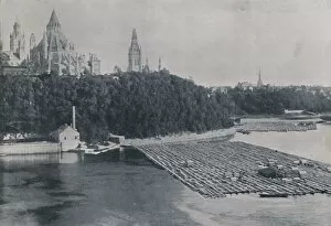 Ottawa Gallery: View of Ottawa, with Log-Rafts, 1924