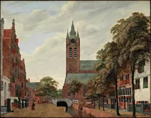 Treelined Prints: View of the Oude Delft Canal, Delft, c1660. Creator: Jan van der Heyden