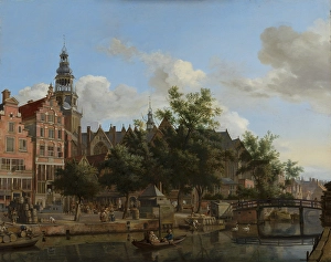 Heyden Jan Van Der Prints: View of Oudezijds Voorburgwal with the Oude Kerk in Amsterdam. Creator: Jan van der Heyden