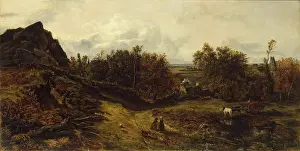 Farmhands Prints: View on the Outskirts of Granville, 1833. Creator: Theodore Rousseau