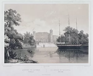 View of the Palace in Gatchina from the Lake, 1850s. Artist: Schulz, Carl (1823-1876)