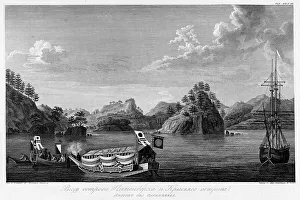 Islands Prints: View of Papenberkh Island and Rat's Island, 1813. Creator: Ivan Vasil'evich Chesky