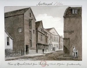 John Chessell Prints: View of Parish Street and Artillery Street, Bermondsey, London, 1828
