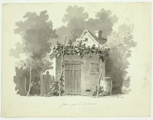 Mongin Pierre Antoine Prints: View of the Park at Versailles: Rustic Cabin, n.d. Creator: Pierre Antoine Mongin