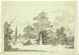 Transfer Prints: View of the Park at Versailles: Stairway with Two Pairs of Sphinxes