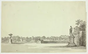 Mongin Pierre Antoine Prints: View of the Park at Versailles: Terrace with Urn