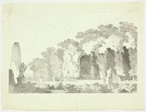 Mongin Pierre Antoine Prints: View of the Park at Versailles: Trees and Statuary, n.d. Creator: Pierre Antoine Mongin
