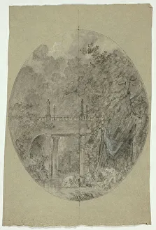 Stumping Prints: View of the Park at Versailles: Women Bathing Beneath a Bridge