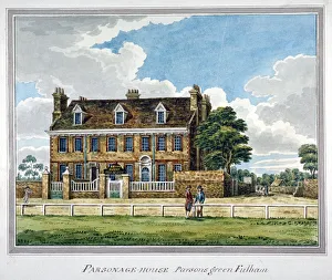 Fulham Prints: View of Parsonage House, Parsons Green, Fulham, London, 1820. Artist