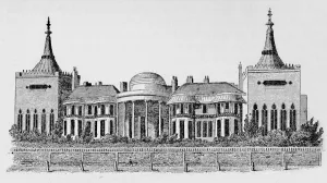 Nash Collection: View of the Pavilion taken from Wrights Circulating Library, May 1818, (1939)
