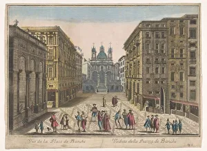 Genoa Liguria Italy Prints: View of the Piazza Banchi in Genoa, 1700-1799. Creator: Unknown