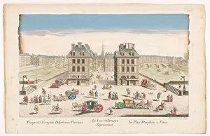 View of Place Dauphine with the built-up Pont au Change and Pont Saint-Michel... 1745-1775. Creator: Anon