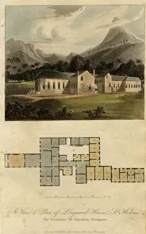 Napoleon Collection: View and Plan of Longwood House, St. Helena: the Residence of Napoleon Bonaparte, 1817