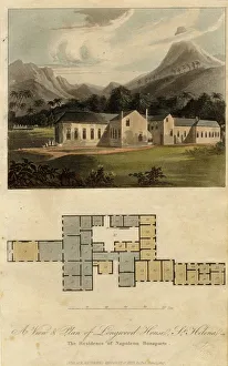 View and Plan of Longwood House, St. Helena: the Residence of Napoleon Bonaparte, 1817