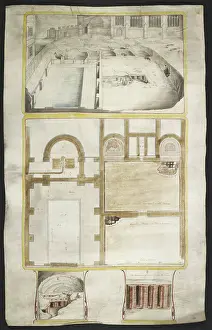 Discovering Prints: View and plans of the Roman baths at Bath, co. Somerset... 1762. Creator: William Hoare
