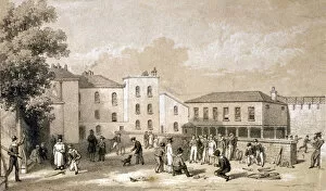 Burlington House Gallery: View of the playground of Burlington House and School, Fulham, London, c1825. Artist