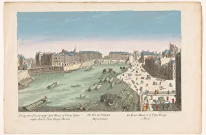 4th Arrondissement Prints: View of Pont Marie and the Pont Rouge over the Seine River in Paris