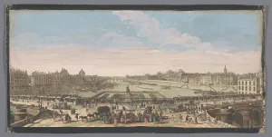 Carriages Prints: View of the Pont Neuf over the Seine River in Paris