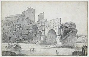 Tiber Prints: View of the Ponte Rotto in Rome, Seen from the East, c.1636-c.1644. Creator: Jan Asselijin
