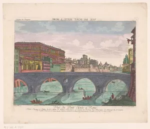 Imperial Franciscan Academy Prints: View of the Ponte Sisto in Rome, 1755-1779. Creator: Kaiserlich Franziskische Akademie