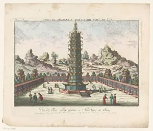 Enclosure Prints: View of the porcelain tower of Nanking, 1755-1779. Creator: Franz Xavier Habermann
