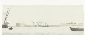 Seaport Prints: View of the port of Trani from the water, 1778. Creator: Louis Ducros
