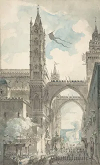 View of the Portal and Principal Entrance of the Cathedral of Palermo during the Festival View of the Portal and Principal Entrance of the Cathedral of Palermo during the Festival