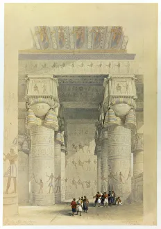 View from under the portico of the Temple at Denderah, Egypt, 19th century. Artist