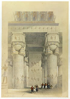 Dandarah Gallery: View from under the portico of the Temple at Denderah, Egypt, 19th century. Artist