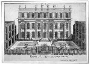 Bloomsbury Prints: View of Powis House, Great Ormond Street, Bloomsbury, London, c1720