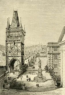Charles I Gallery: View in Prague - The bridge Tower, 1890. Creator: Unknown