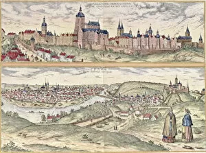 Prague Collection: View of Prague, representing the Imperial Palace or Hradschin in the upper part