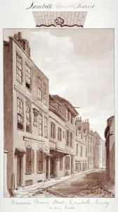 John Chessell Prints: View of Princes Street, looking north, Lambeth, London, 1828