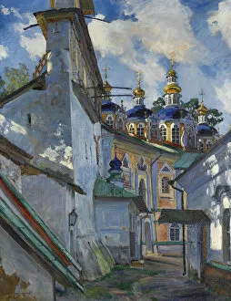 View of the Pskovo-Pechersky Monastery, 1928. Artist: Vinogradov, Sergei Arsenyevich