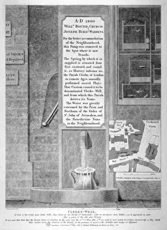 Clerkenwell Prints: View of the pump near Clerks Well in Ray Street, Finsbury, London, 1822. Artist