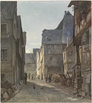 Half Timbered Prints: View in Pünderich, on the Mosel, 1874. Creator: Marinus van Raden