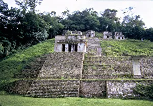 7th 8th Centuries Prints: View of a pyramid at the Mayan ruins of Bonampak
