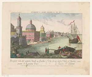 Imperial Franciscan Academy Prints: View of Quebec from Saint Lawrence bay, 1755-1779. Creator: Franz Xavier Habermann