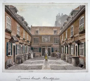 View of Queens Court, Upper Ground Street, Southwark, London, 1830