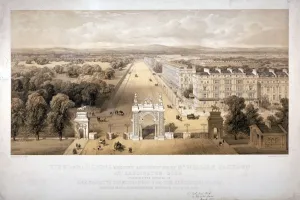 Kensington Prints: View of Queens Gate, Hyde Park, Kensington, London, 1857. Artist: Day & Son