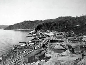 View of a Railroad Along Lake Baikal, 1900-1904. Creator: Unknown
