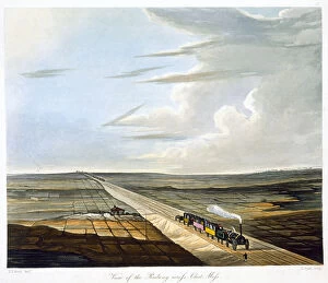 Causeway Collection: View of the Railway across Chat Moss, Liverpool and Manchester Railway, 1833