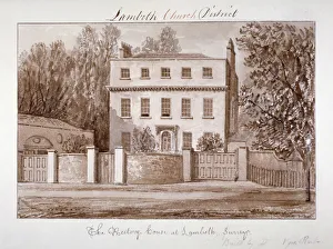 John Chessell Prints: View of the rectory house of St Mary at Lambeth, London, 1828