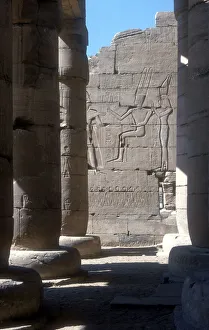 View through to relief of Rameses II before Amun & Mut, Temple of Rameses II, Luxor, Egypt View through to relief of Rameses II before Amun & Mut, Temple of Rameses II, Luxor, Egypt