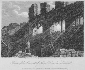 Storer Prints: View of the remains of the Church of St Clare Minoressess without Aldgate