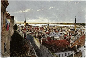 Estonia Prints: View of Reval, ca 1855. Artist: Stavenhagen, Wilhelm Siegfried (1814-1881)